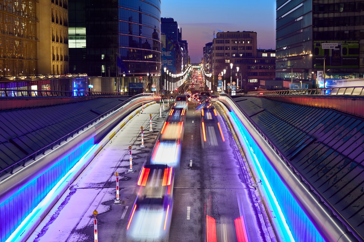 Night views of the Rue de la Loi